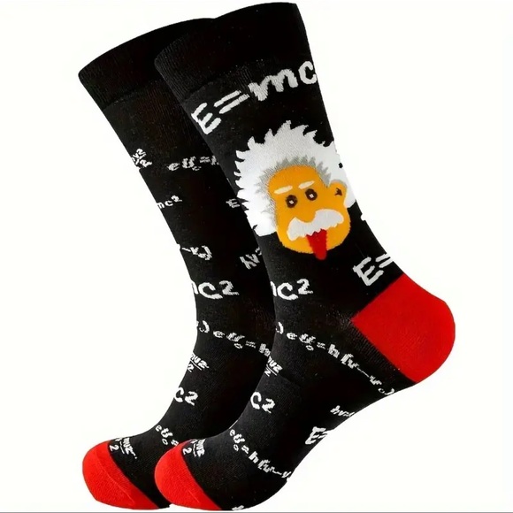 Socks, Unisex, Einstein Print Crew Socks, NEW, 🎁 - Picture 9 of 9